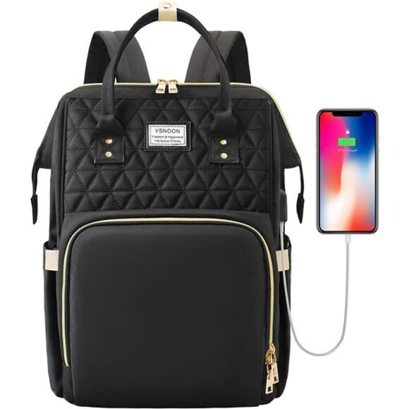 15.6 Inch Laptop Bag with USB Charging Port, College School Backpack - Picture 1 of 7